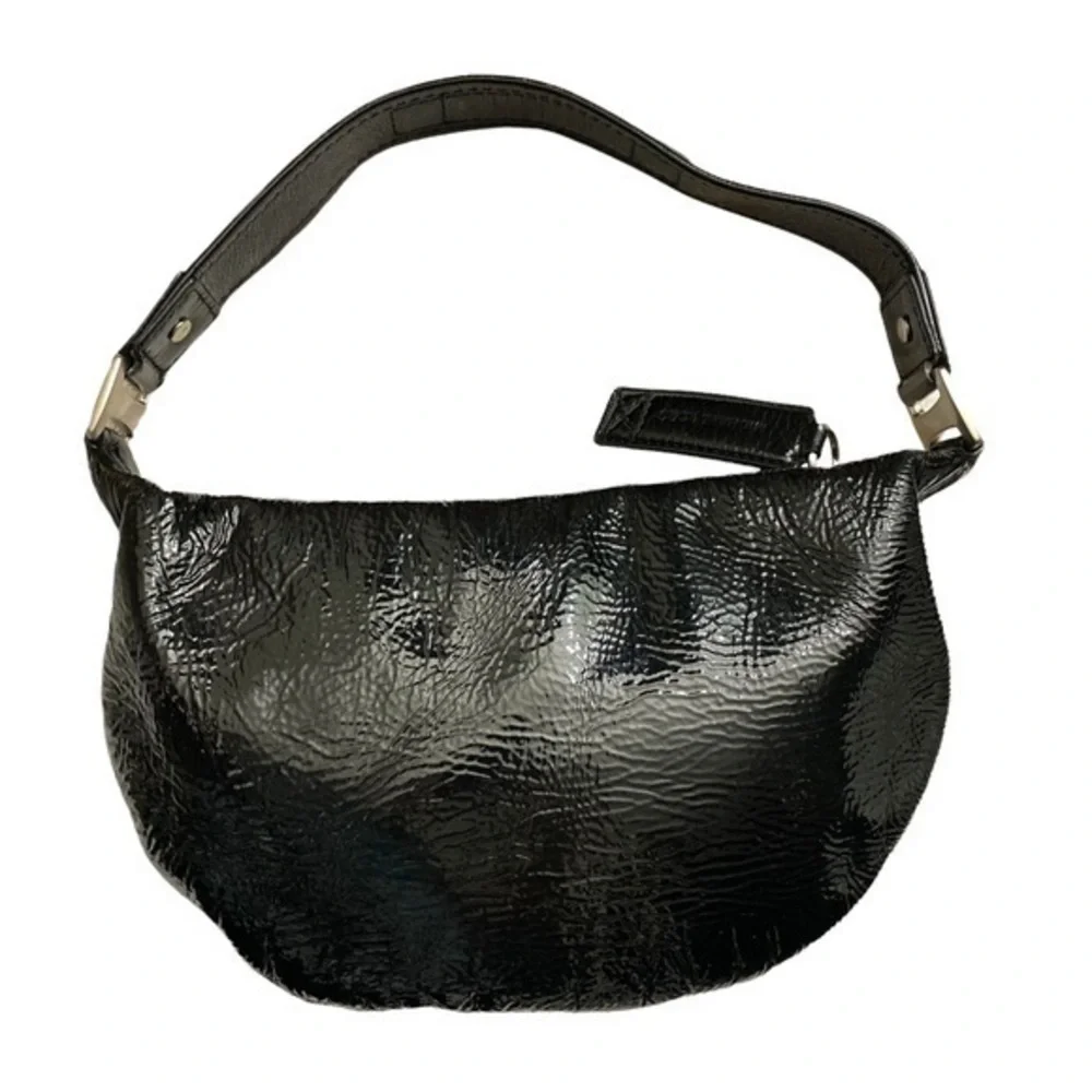 Michael kors black patent leather hobo bag